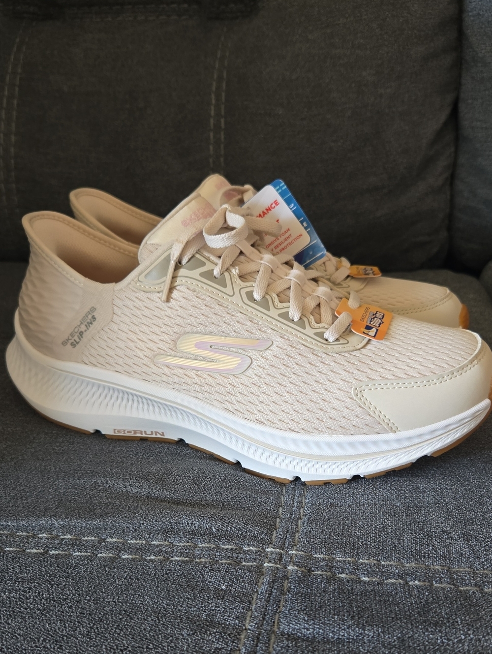 Skechers Slip-ins Women's Light Beige Lace-Up Performance Sneakers